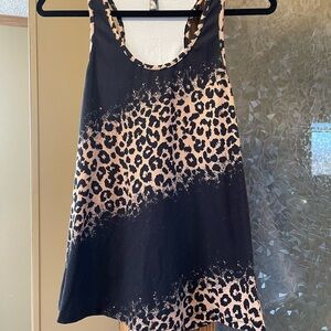 Crazy Train Leopard Print Tank Top - Black and Tan